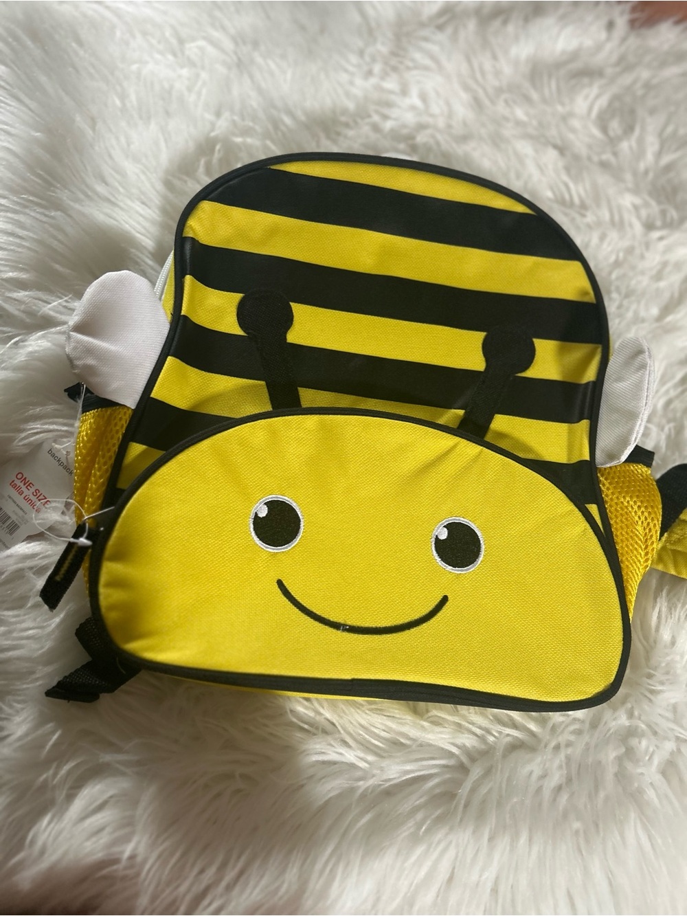 Kids Bee Plush Backpack - Yellow 12x10x3